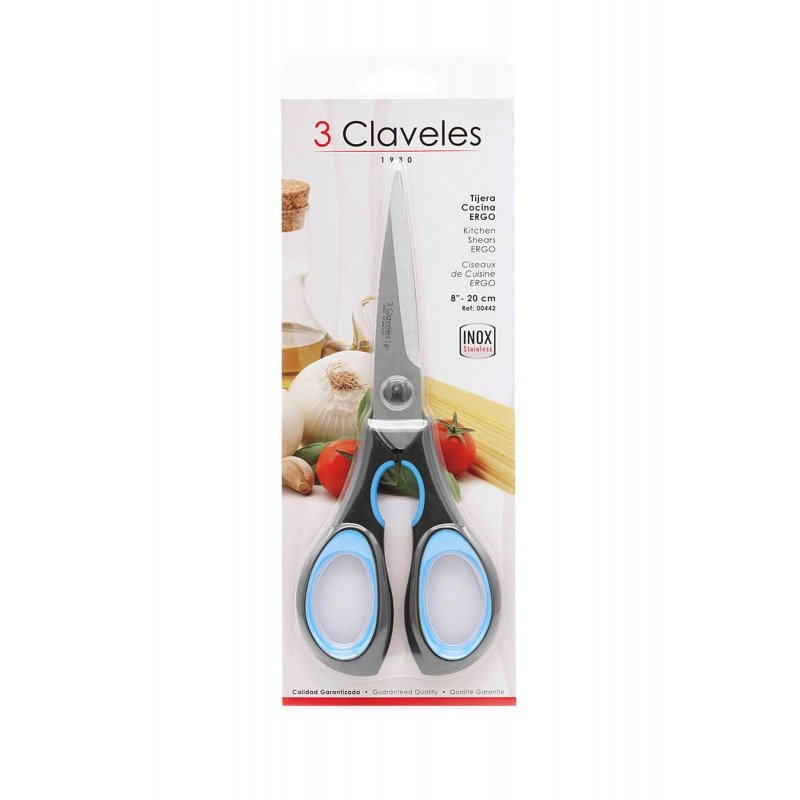 EAN 8410990004421 - 3 Claveles Ergo tijera de cocina 200 mm Negro, Azul, Acero inoxidable Universal imagen 4