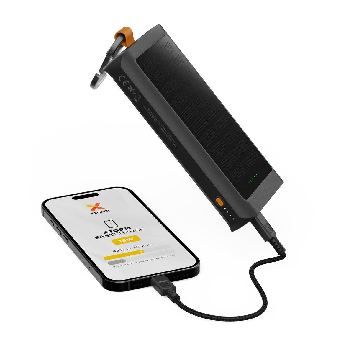 Xtorm 15w Go2 Solar Power Bank 10.000 Mah Incluye 1.0w Solarpanel, Integrierter Lámpara Y Karabiner, 15w Fastcharge