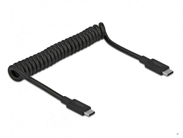 Delock 85350 Cable Usb 3.1 Gen 2 En Espiral Tipo-C Macho A Tipo-C Macho Pd 3 A E-Marker