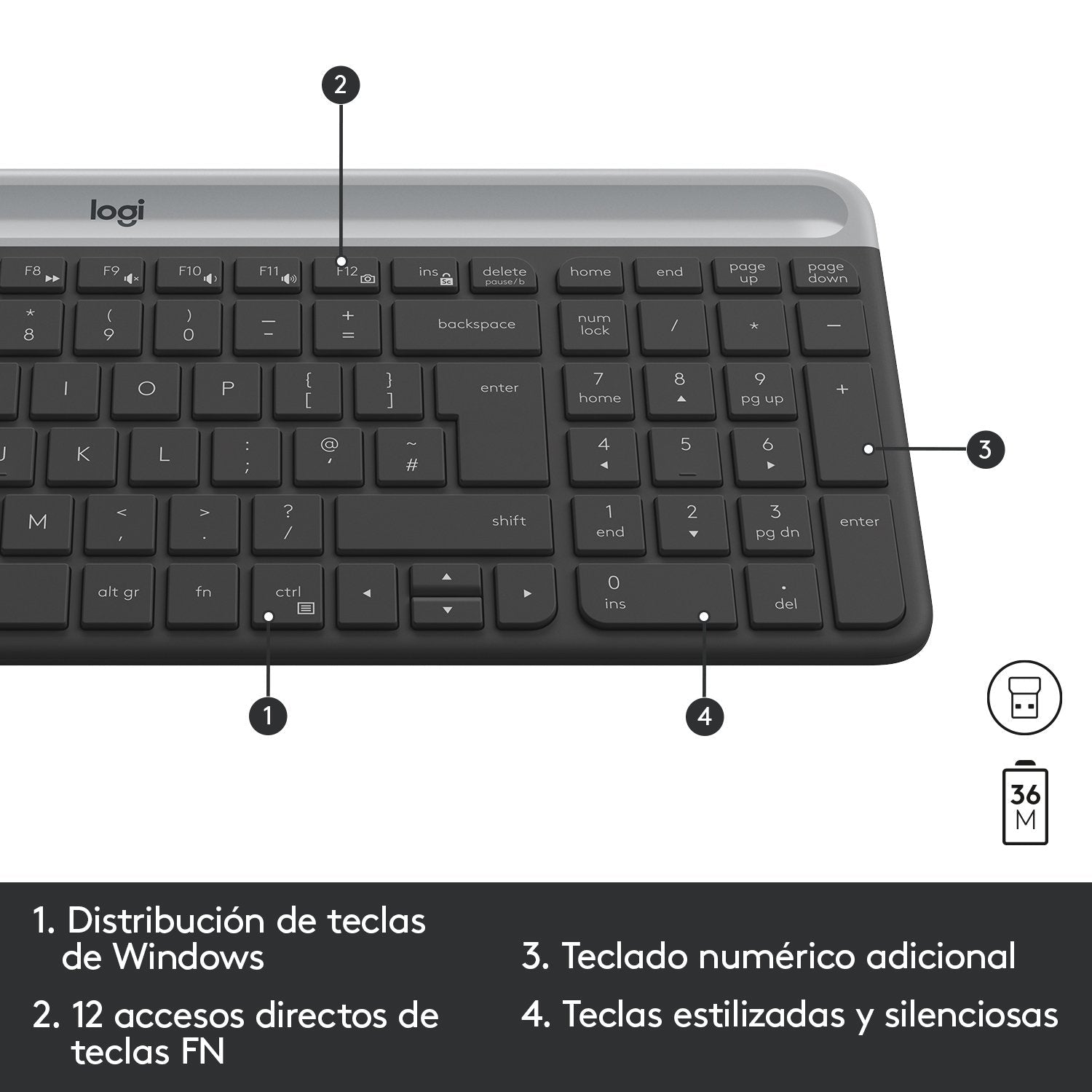 EAN 5099206086548 - Logitech 920-009198 teclado Ratón incluido Universal RF inalámbrico QWERTY Español Grafito imagen 12
