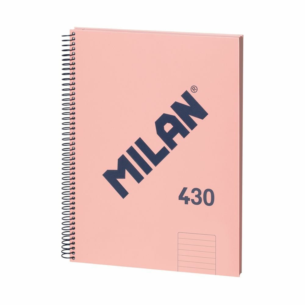 Milan Cuaderno Espiral Formato A4 Pautado 7mm - 80 Hojas De 95 Gr/M2 - Microperforado, 4 Taladros - Color Rosa