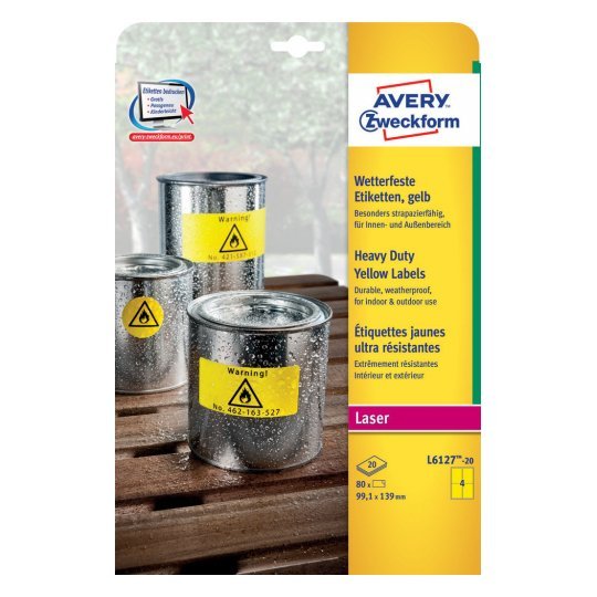 Avery Etiquetas Adhesivas 99,1x139mm Láser 24 X 20h Poliéster Amarillo Fluorescente