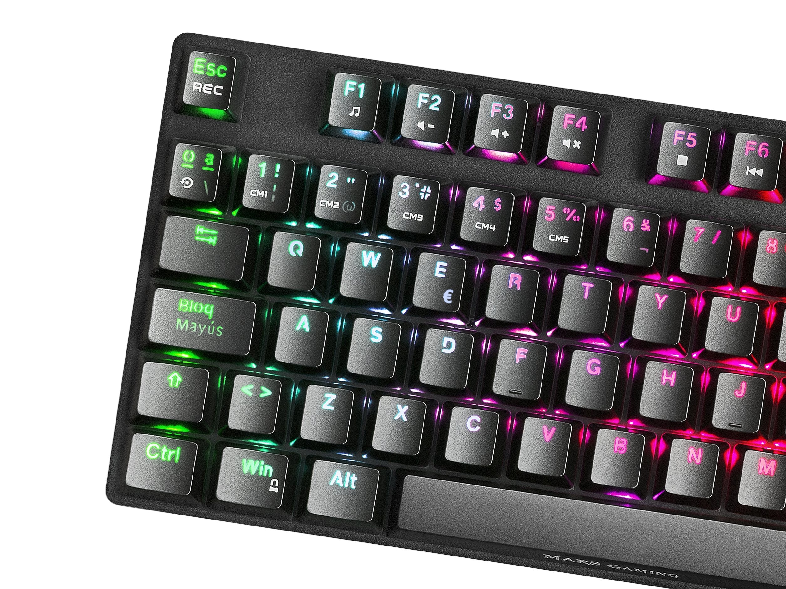 Teclado Español Mars Gaming Mkrevoprobes Negro, Gaming Rgb Mecánico, Tkl+ Num, Switch Azul