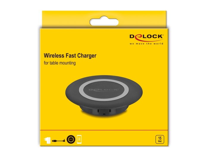 Wireless Charger 15 W Für Tischeinbau Schwarz