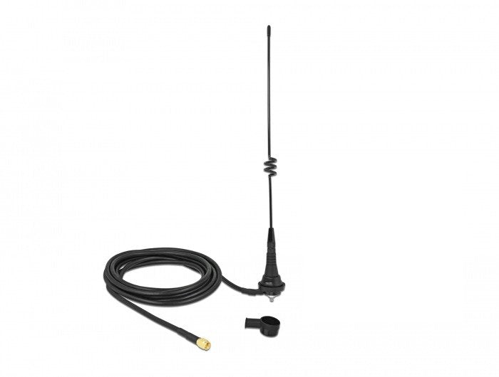 Delock Lpwan 868mhz Antenne Sma Stecker 4.5dbi Starr Omnidirektional Mit Anschlusscable Rg-58 C U 2.5m Outdoor Schwarz