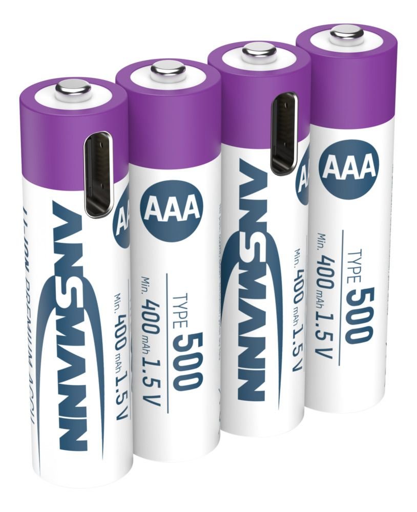 Ansmann 1311-0028 Baterías Recargables Litio Micro Aaa Tipo 500 (Min. 400 Mah) Pack  4