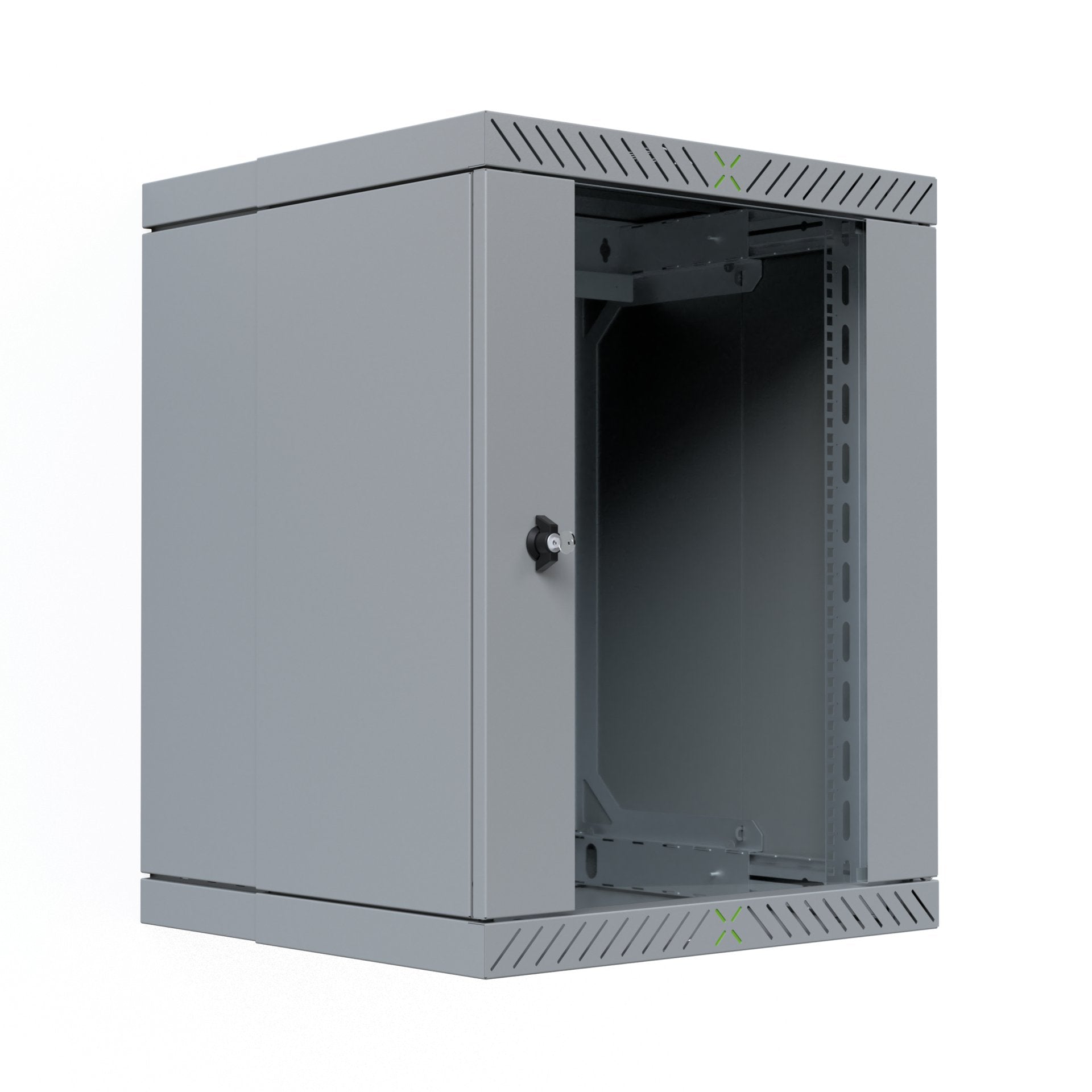 Armario De Pared X-Rack De 19" Con Puerta De Vidrio De 400-600 Mm, 15u, Color Gris.
