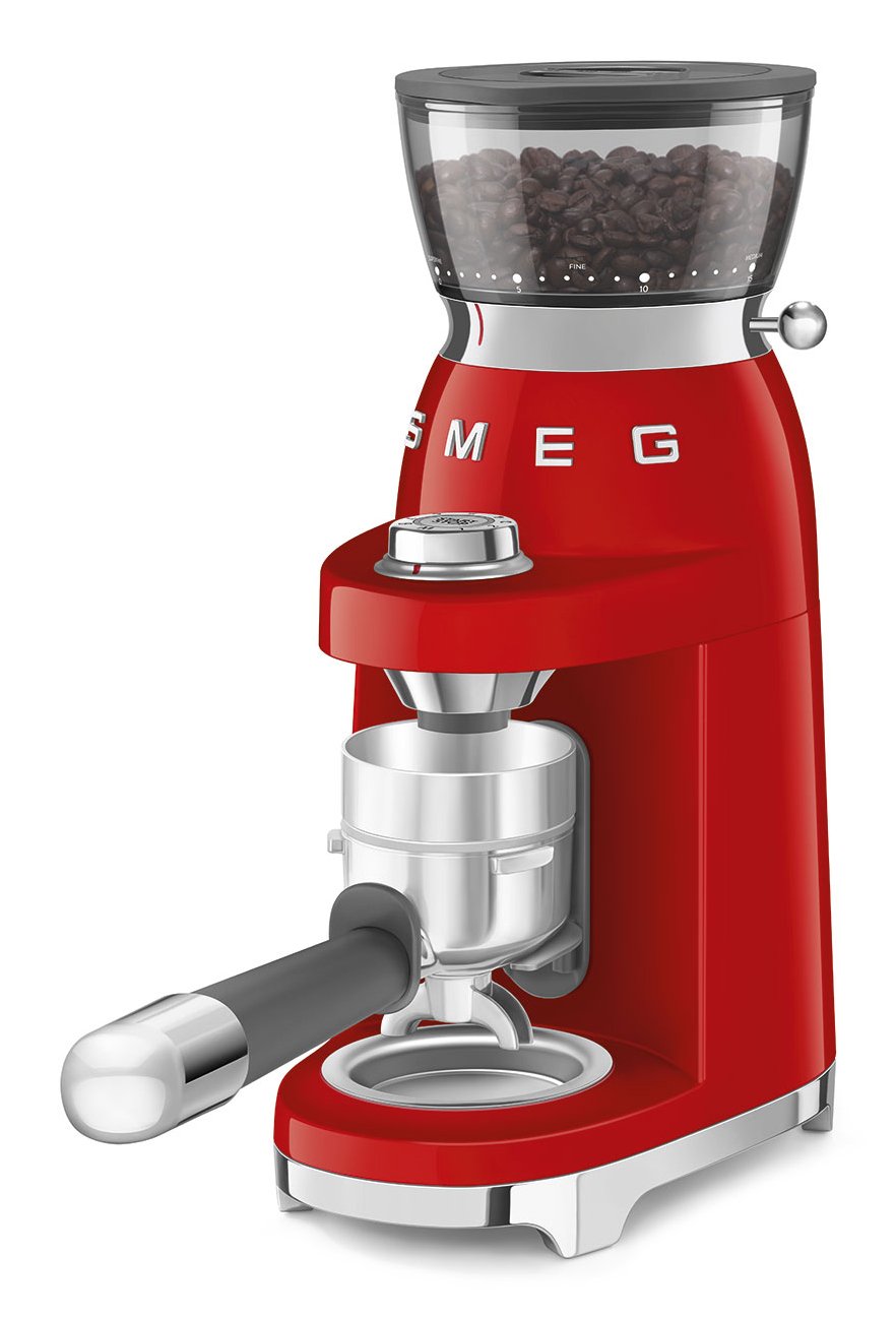 Molinillo De Café Smeg Cgf03rdeu, 15 Niveles De Molienda, Depósito De 240 G, 150 W, Rojo