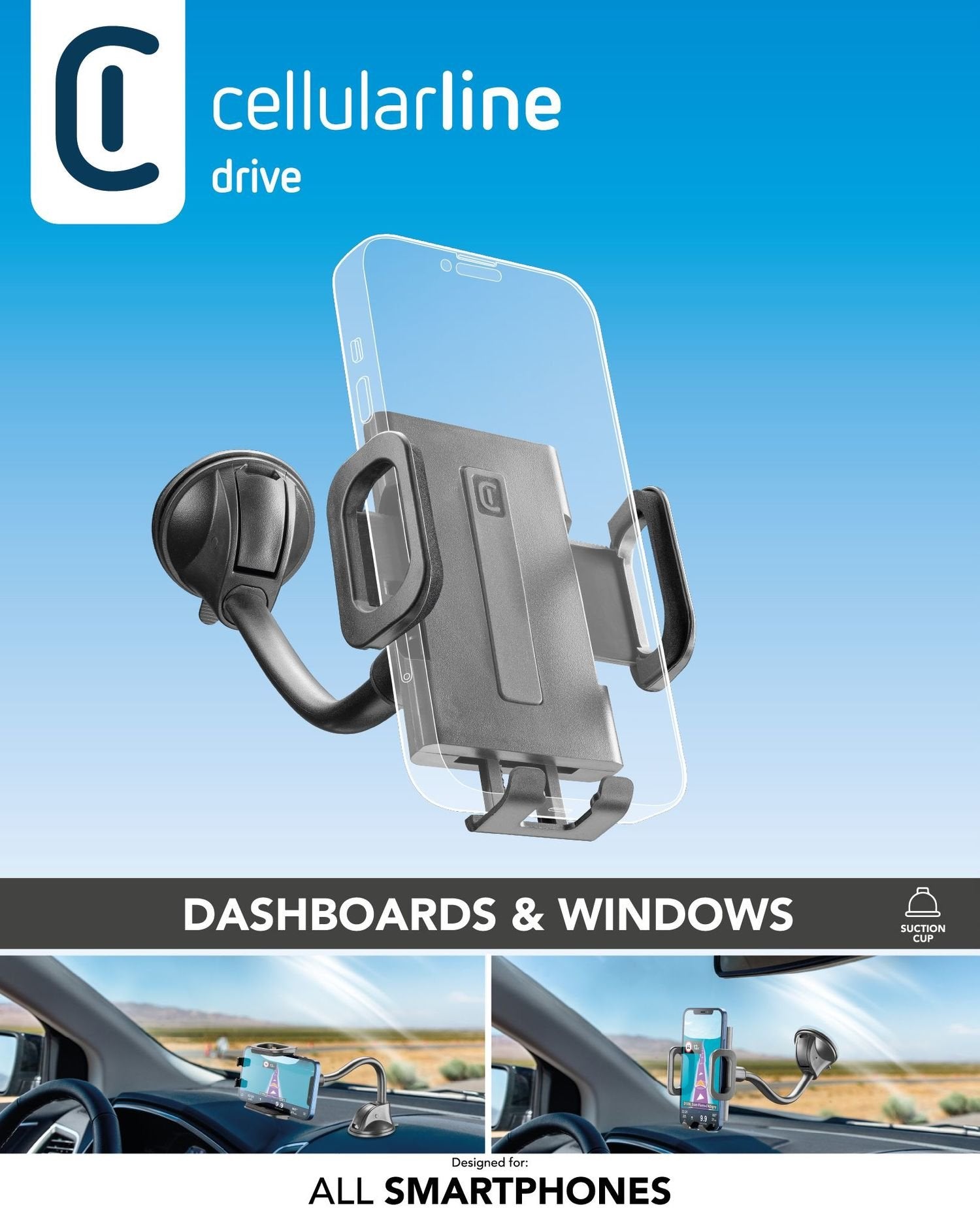 Cellularline Kfz-Halterung Hug Flexi Mit Supergrip-Saugnapf