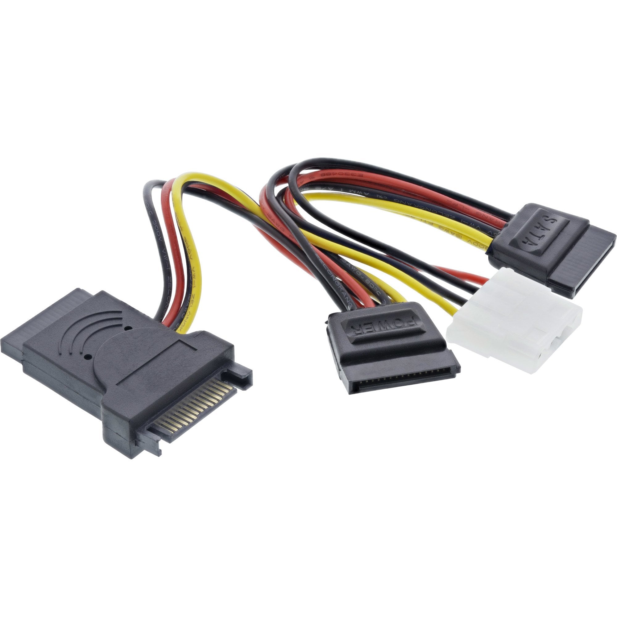 Adaptador De Alimentación Inline Sata Macho A Hembra A 2x Sata + Alimentación Molex De 4 Pines