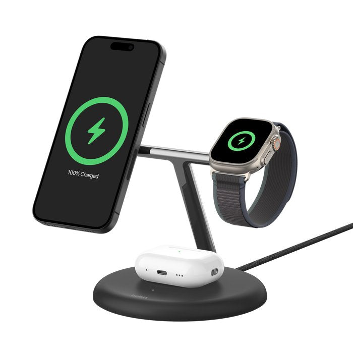 Cargador Magnético Boost Charge Pro De Belkin. Almohadilla 3 En 1. Qi2 Bl. Wiz023vfbk