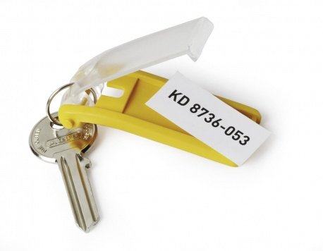 Durable Llavero Key Clip Con Etiqueta Siempre Visible Amarillo -Bolsa 6u-