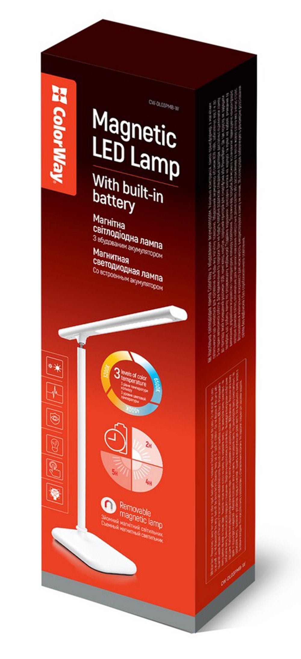 Colorway Led Table Lamp Portable Magnet With Built-In Battery White