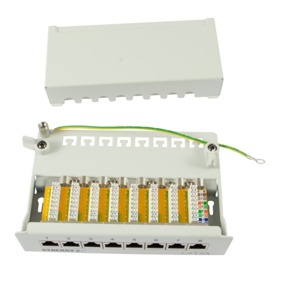 Patch Panel 8xtp, Cat6a, 500mhz, Aufputz , Lichtgris, Lsa, Synergy 21,