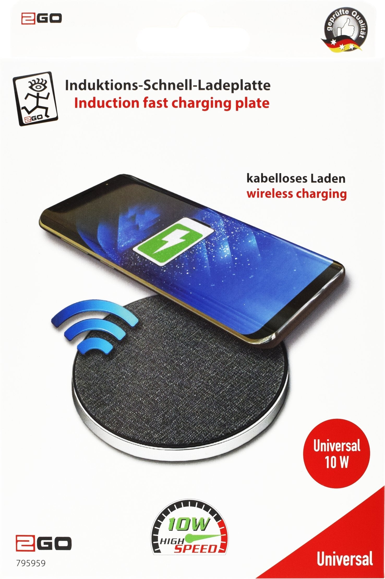 Cargador Rápido De Carga Inalámbrica Universal 2go 10w Micro-Usb K