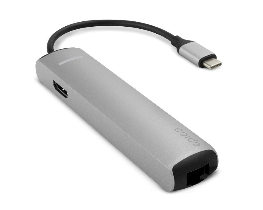 Epico Hub Usb-C A 4k Hdmi  3usb-A  Usb-C  Ethernet - Plata