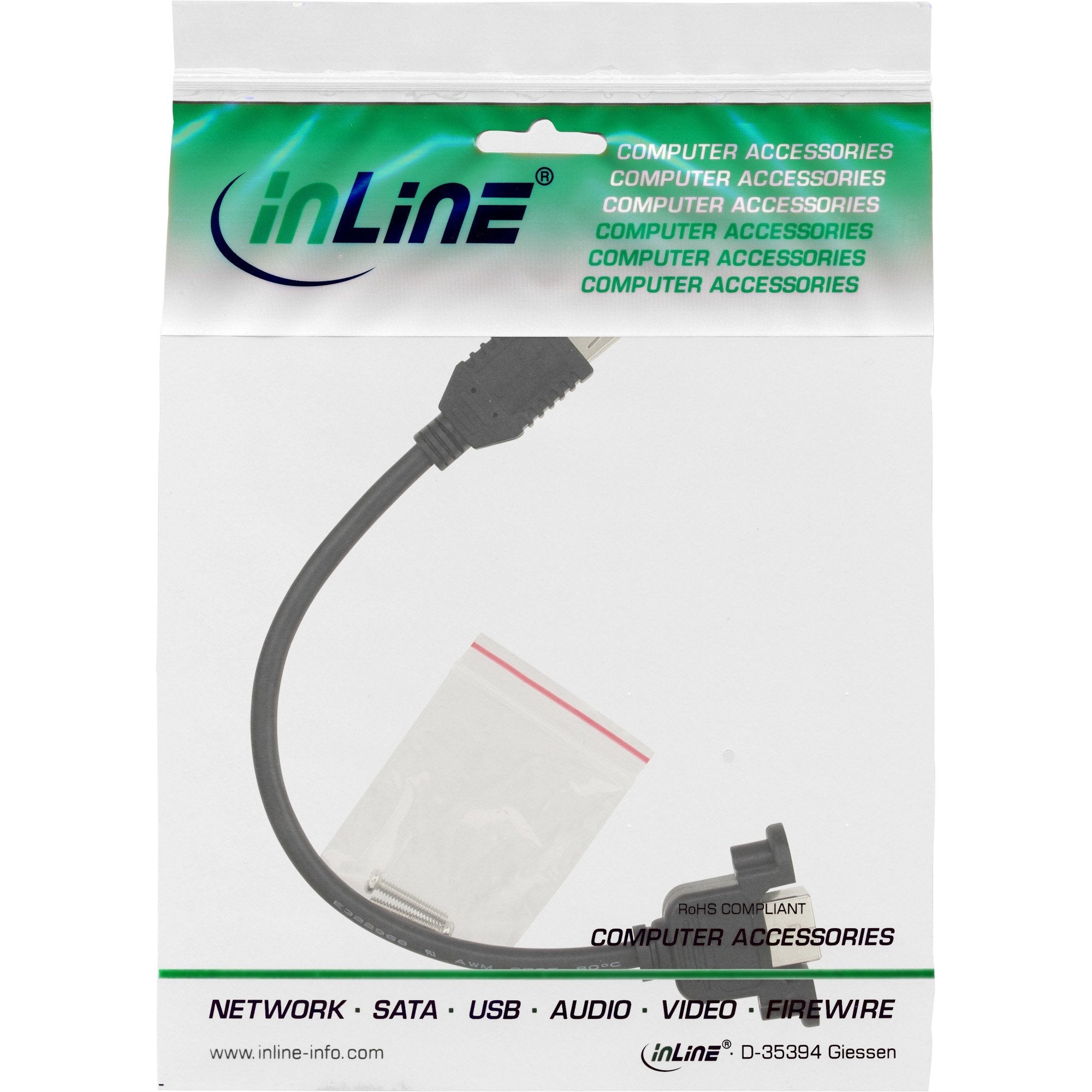 Adaptador Inline Usb 2.0 Tipo A Hembra A Conector De Chasis Tipo B 0,2 M