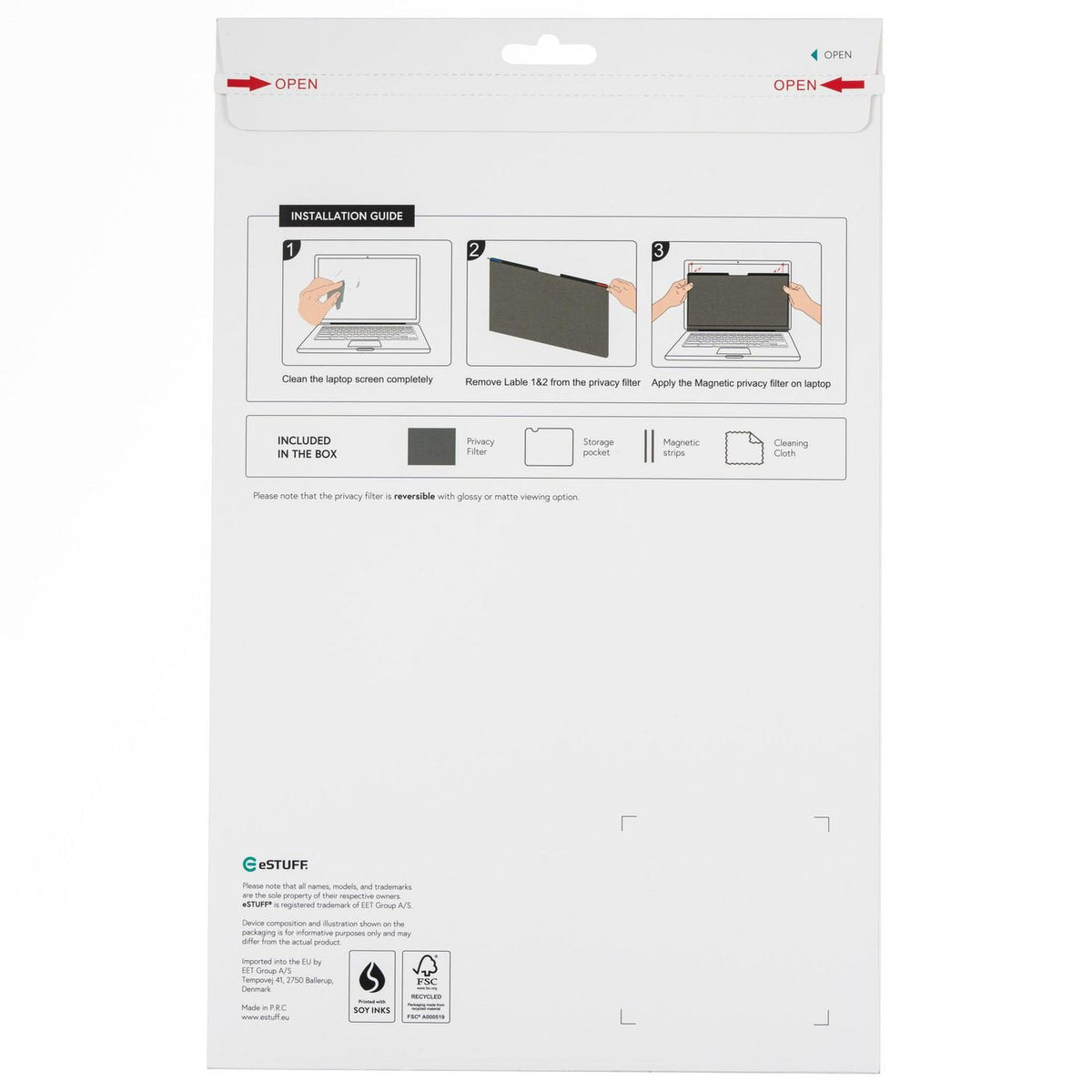 Estuff Glbm14316184 Filtro Para Monitor 35,6 Cm (14") Portátil Filtro De Privacidad Para Pantallas Sin Marco