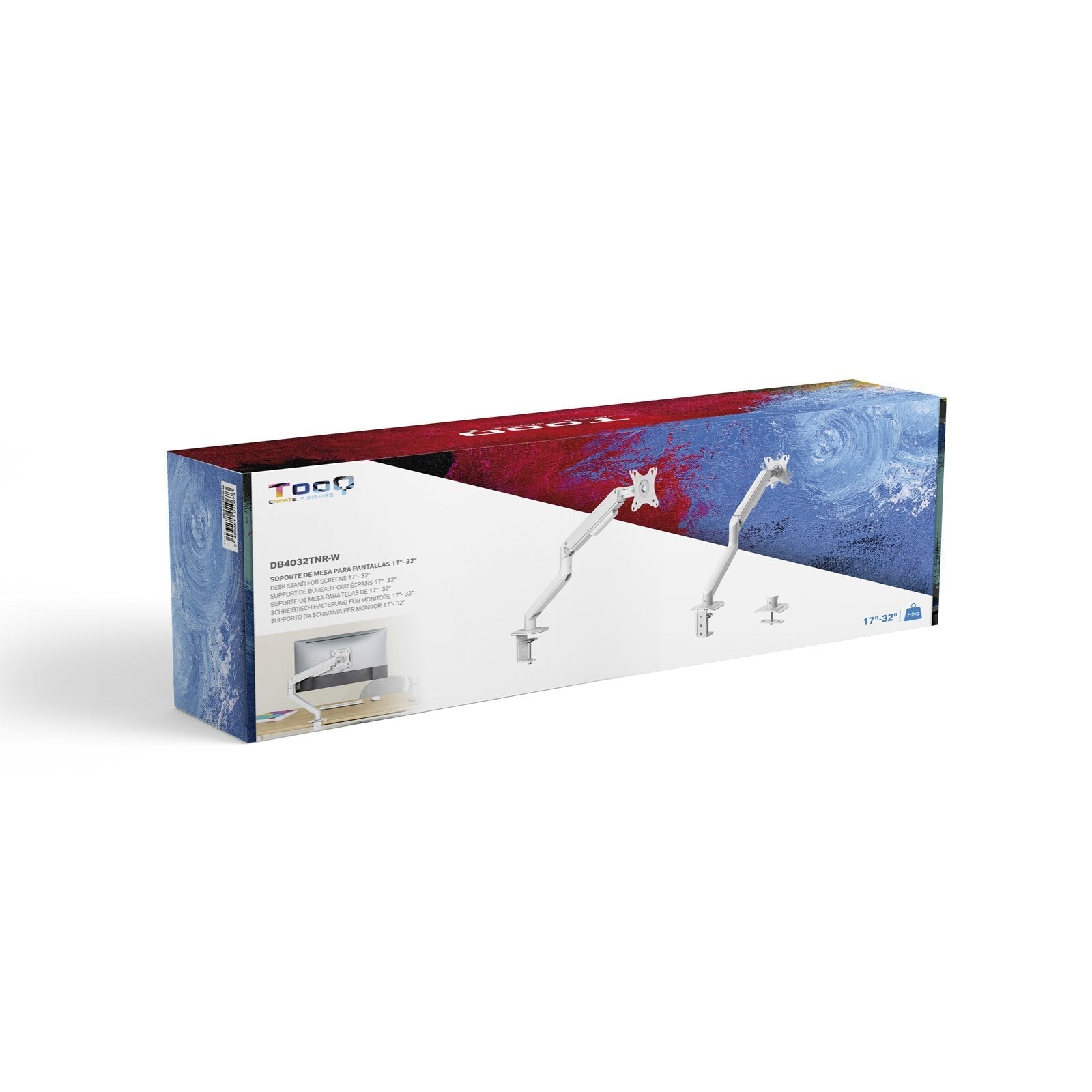 Tooq Soporte Mesa Pantallas Giratorio Inclinacion 1 Brazo 17-32" - Blanco