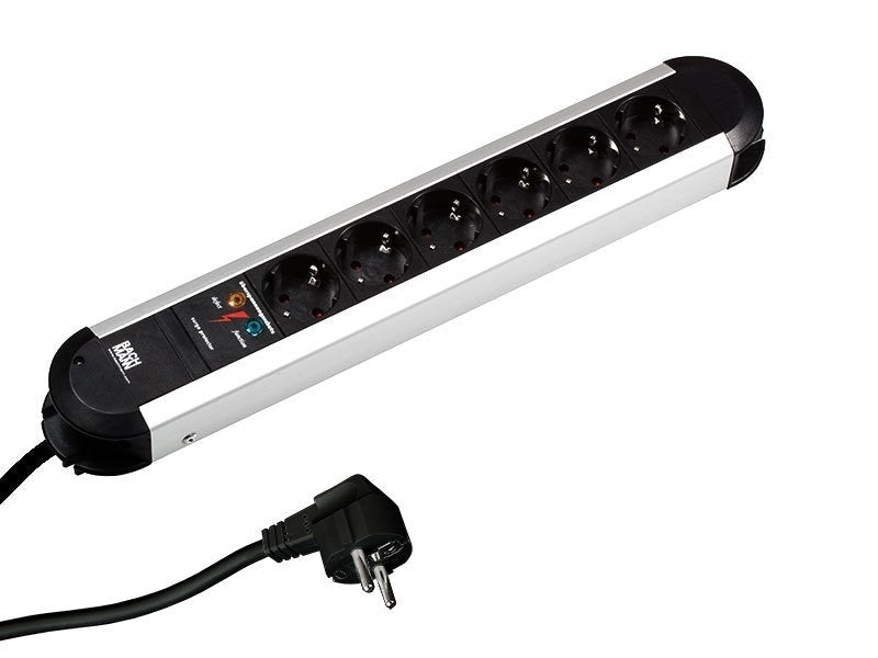 Enchufe Bachmann Primo Alu , 6 Vías, Negro, 2,0 M, Sin Interruptor