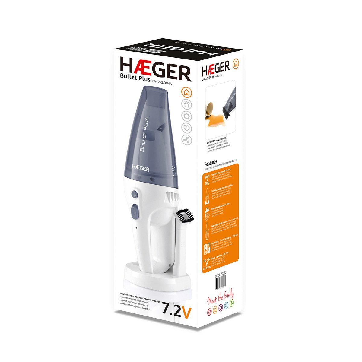 EAN 5608475013560 - Haeger PV-45G.004A aspiradora de mano Gris, Blanco Sin bolsa imagen 2