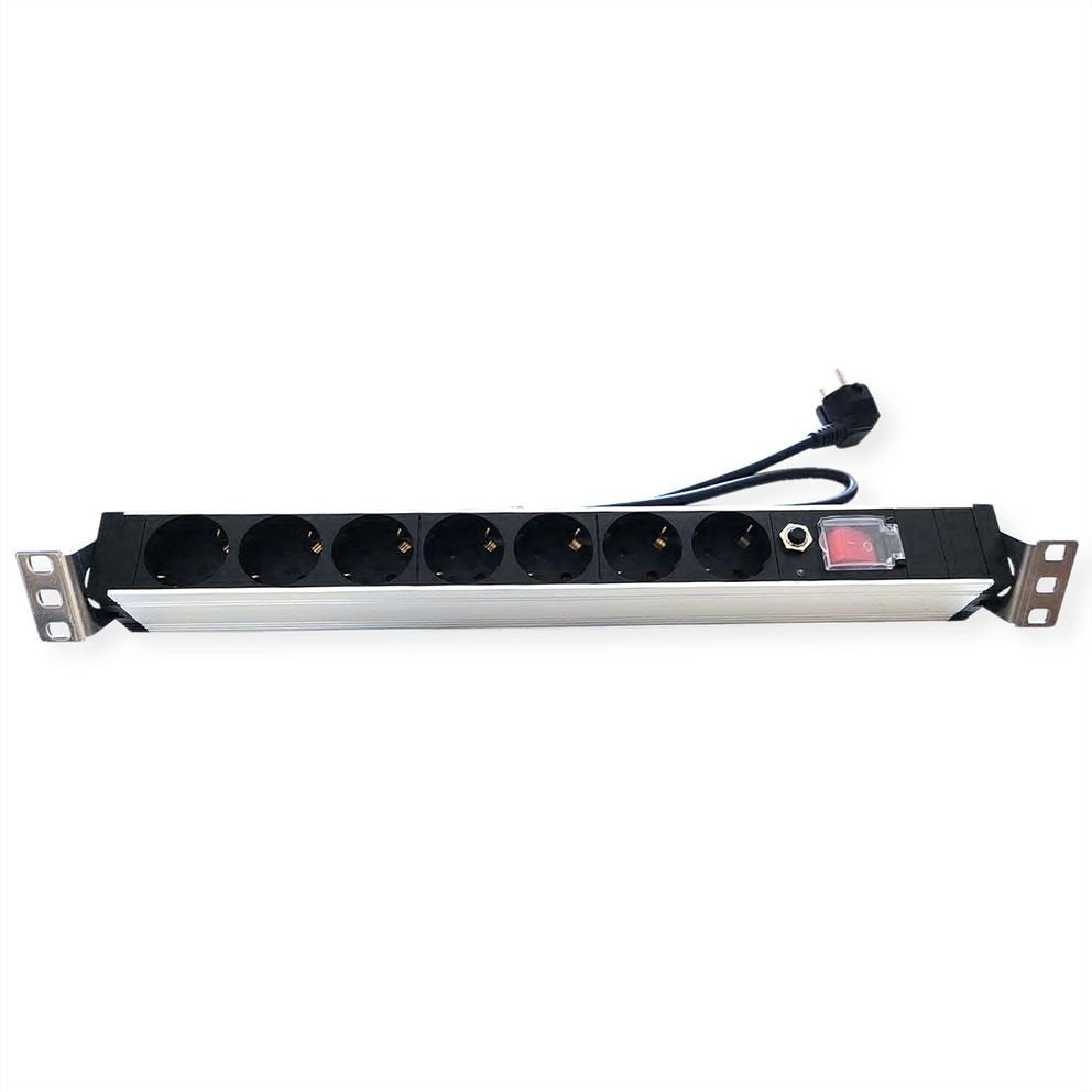 48,26cm 19pulgadas Regleta De Enchufes 7vías Con Uberlastschutz 1 He Contacto De Protección Conector Macho Cee 7 4 1,8m