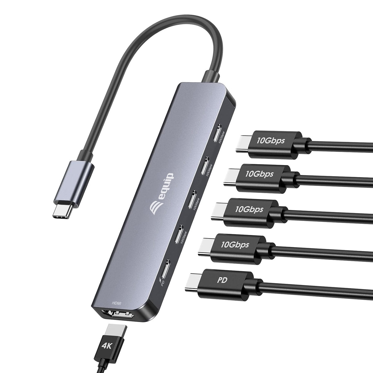 Equip Adaptador Usb-C->Hdmi 3xusb-C Usb Pd 4k 60hz 0.25m Alu.