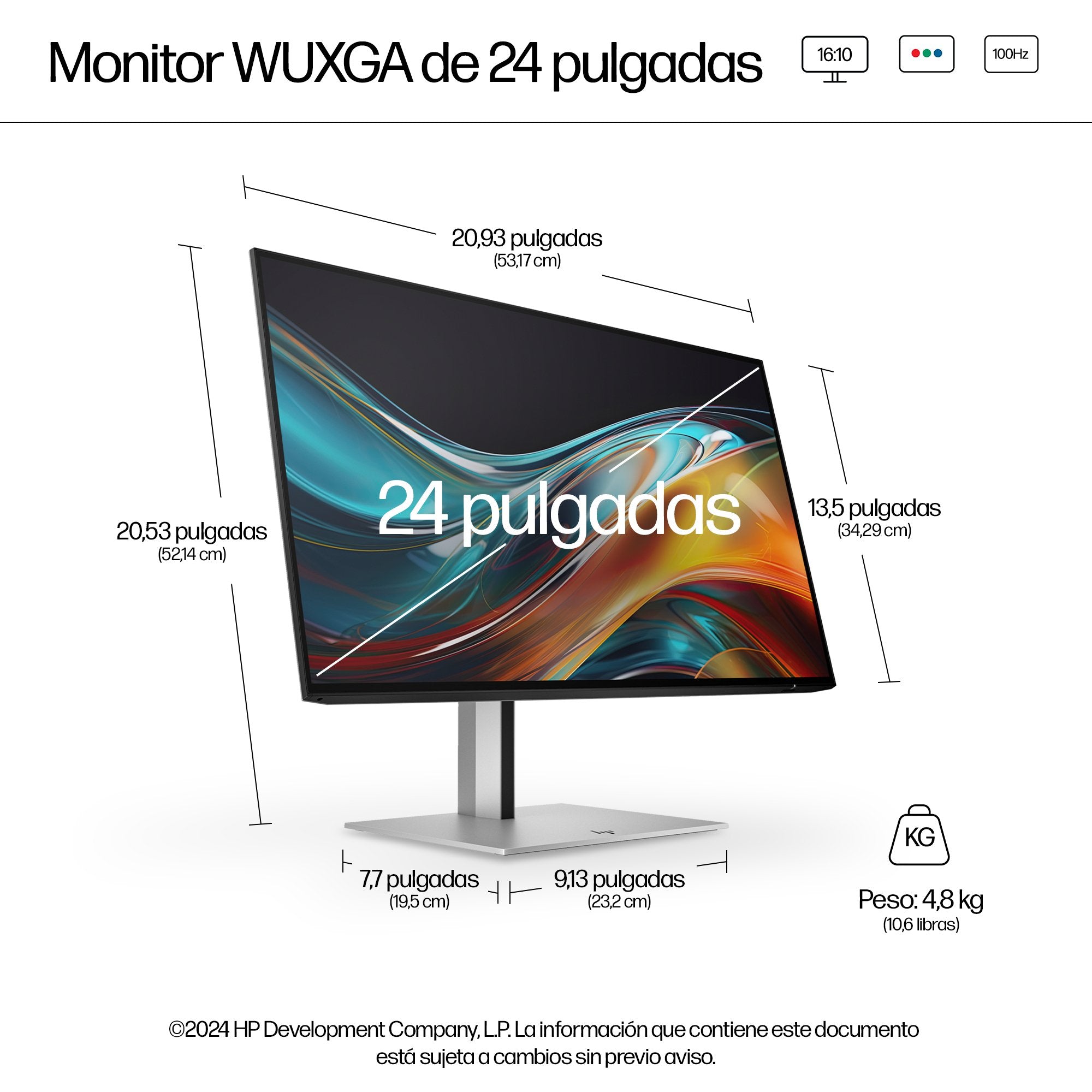 EAN 5715063476161 - HP Series 7 Pro 24 inch WUXGA Monitor - 724pn pantalla para PC 61 cm (24") 1920 x 1200 Pixeles LCD Plata imagen 4