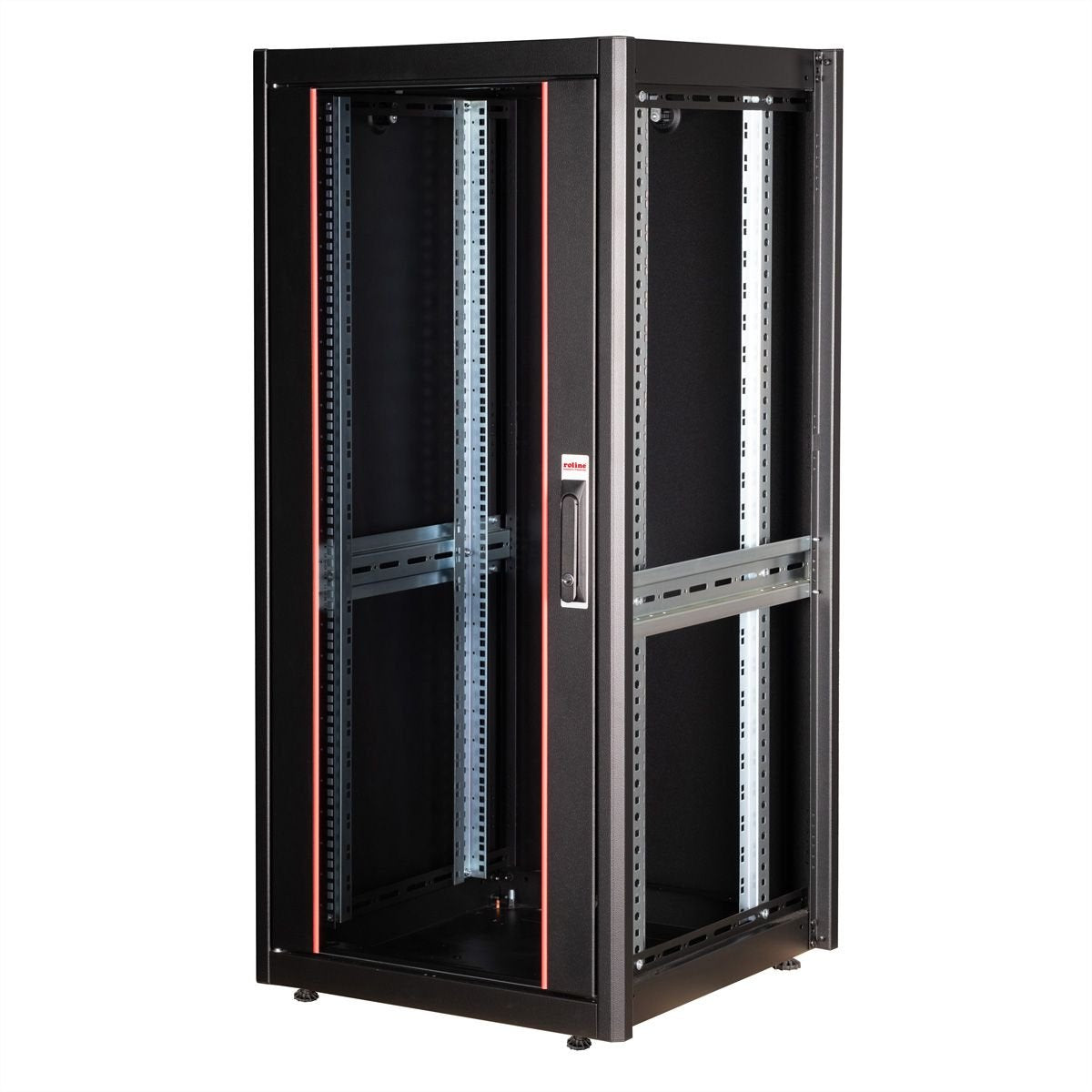 Roline 19-Zoll Netzwerkschrank Basic 26 He, 600x600 Bxt Glastr Schwarz