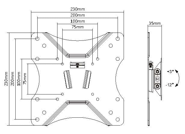 Equip Soporte Pantalla Tv  23 - 42 Inclinable  -12º +3º Max 20kgs Vesa Max 200x200   650401
