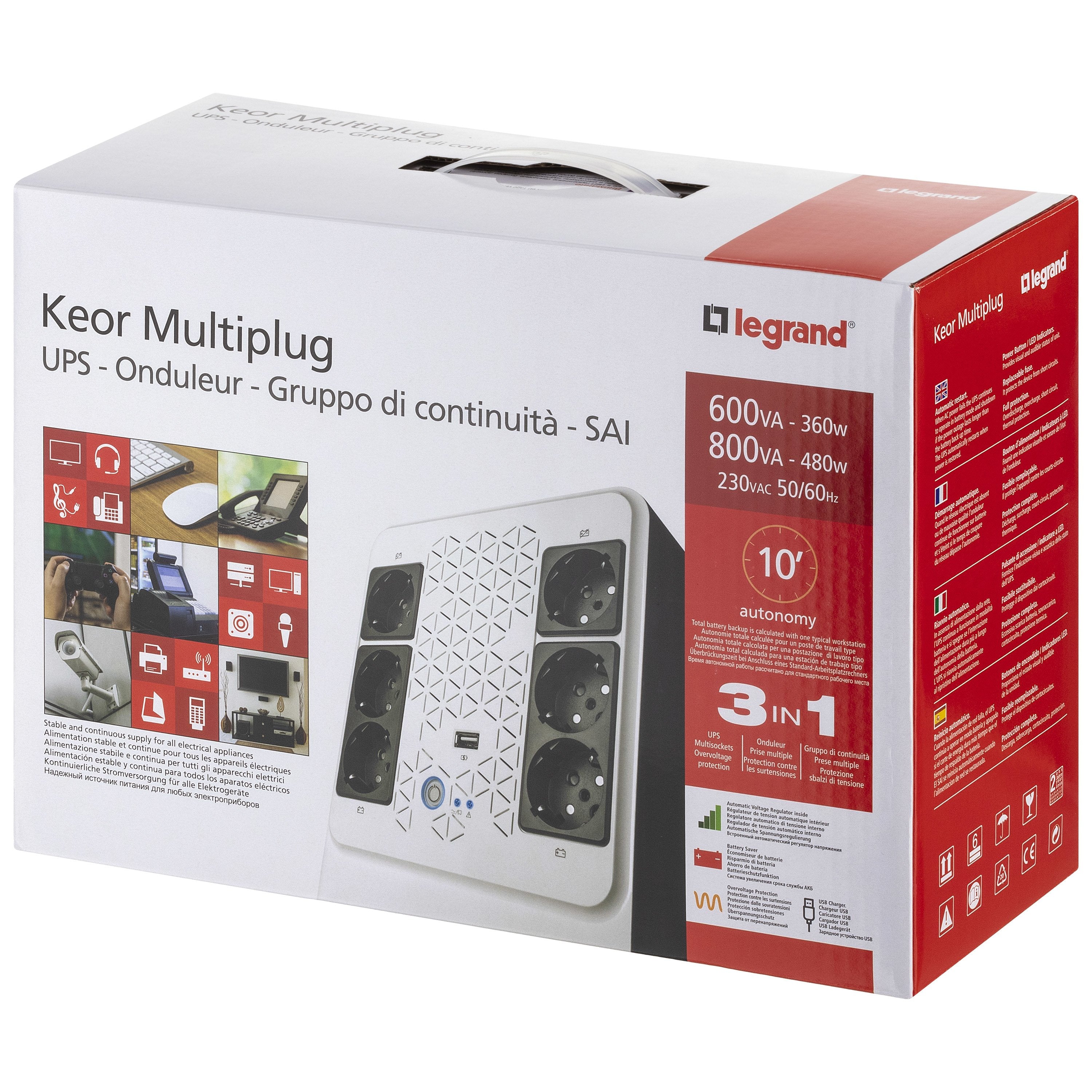EAN 3414971227262 - Legrand Keor ASI MULTIPLUG 600 FR sistema de alimentación ininterrumpida (UPS) Línea interactiva 0,6 kVA  imagen 5
