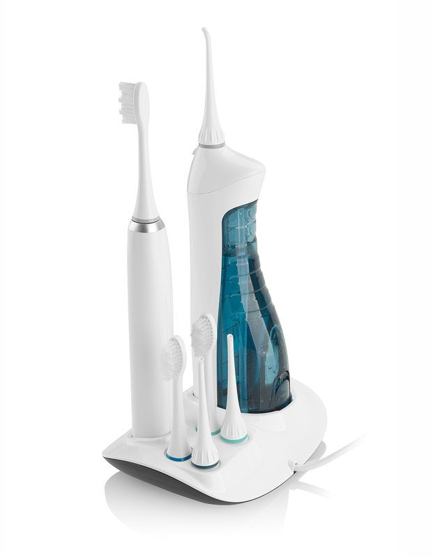 Eta Eta270790000 Centro De Cuidado Bucal Sonetic (Cepillo Dental Sonic+Irrigador Oral), 3 Modos, Batería De Larga Duración, 8 Recambios Incluidos, Blanco