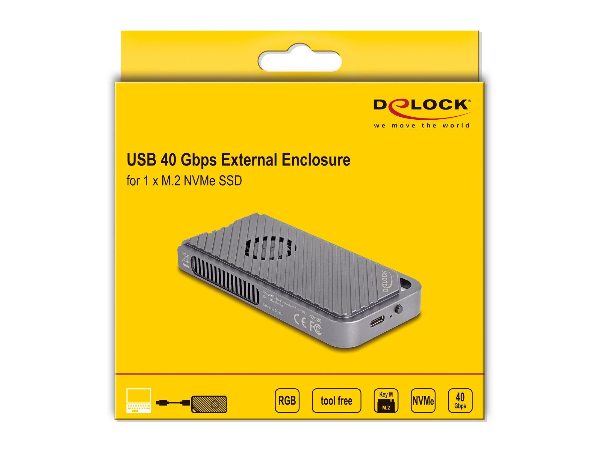 Usb 40 Gbps Gehäuse Für 1 X M.2 Nvme Ssd Im Gaming Style Mit Led Und Lüfter - Werkzeugfrei