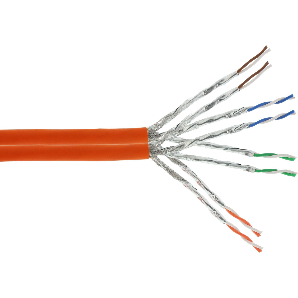 Cable De Red Duplex Inline S/Ftp Pimf Cat.7a Awg23 1200mhz Libre De Halógenos Naranja 300m