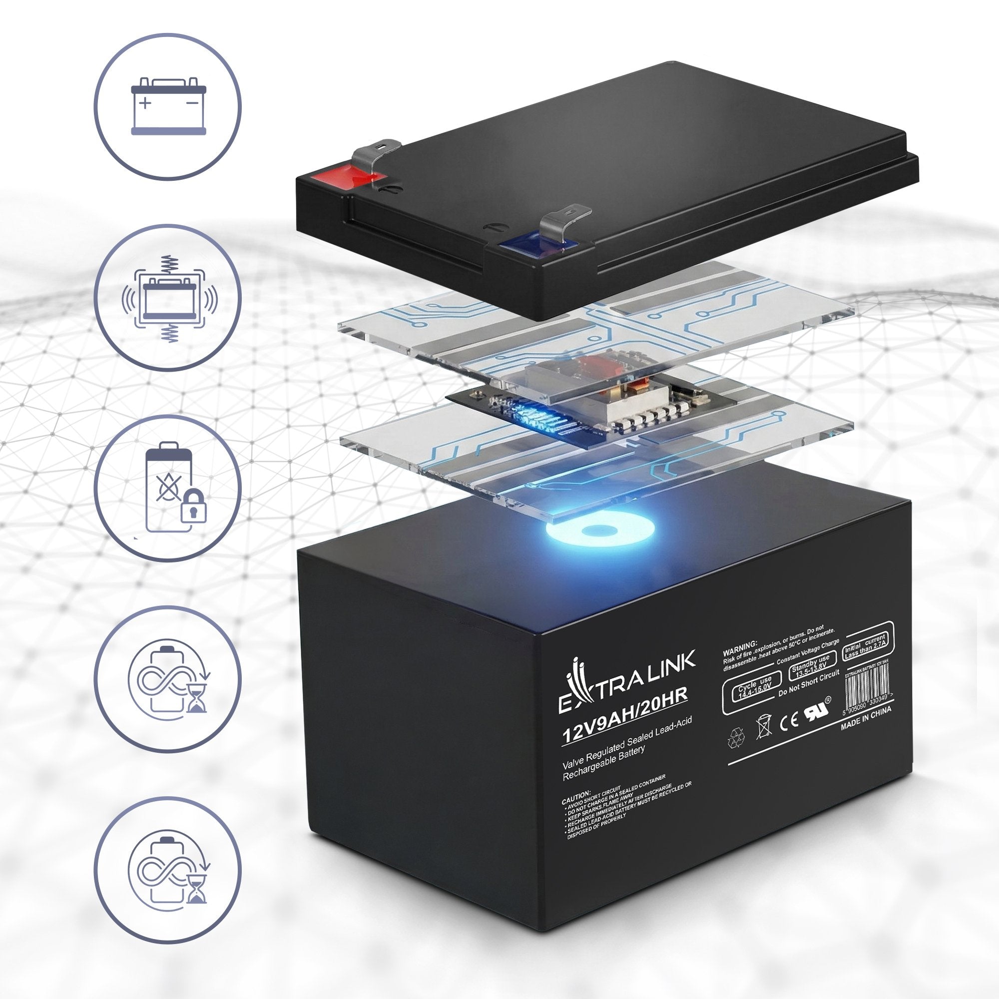 Extralink Akumulator Battery Accumulator Agm 12v 9ah Sealed Lead Acid (Vrla)