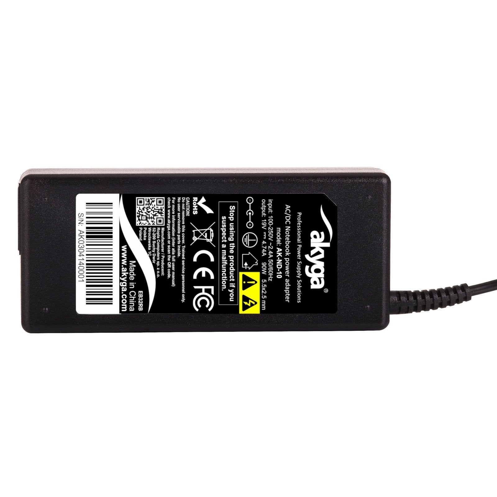 Cargador Portátil Akyga 19v 4.74a 90w [5.5 * 2.5 Mm] Asus / Dell / Toshiba / Hp / Compaq / Lenovo