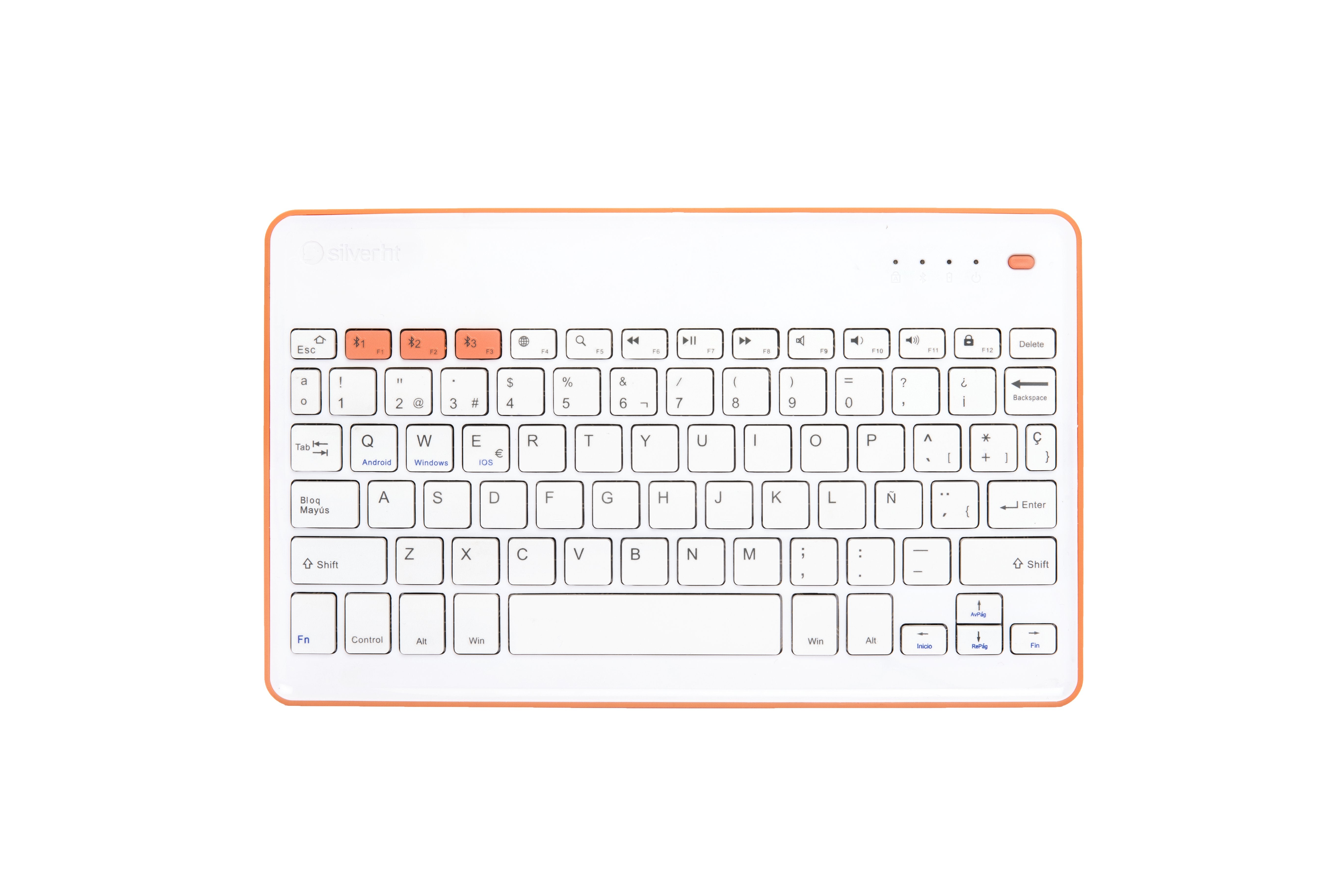 Teclado Silver Ht Inalambrico Bt V3.0 (Win And Ios Smarttv) Blanco Peach