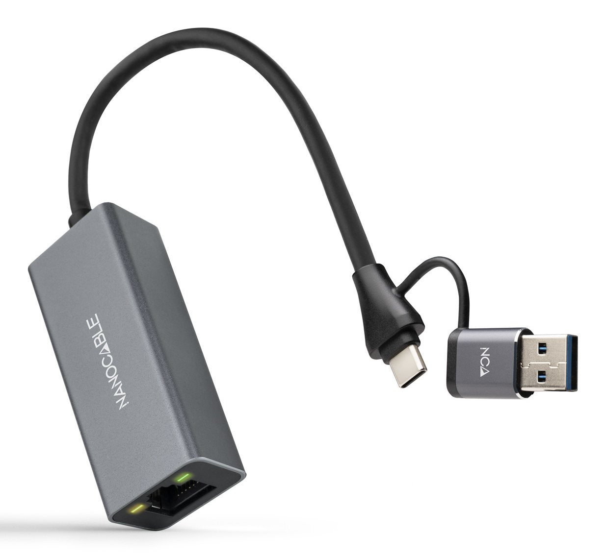 Adaptador Usb Macho + Usb Tipo-C Macho Rj45 Nanocable 10.03.0411 1000mbps