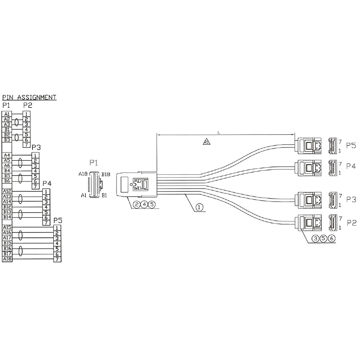 Cable Sas Inline Mini Sas Sff8087 A 4x Sata Ocr Directo 1m
