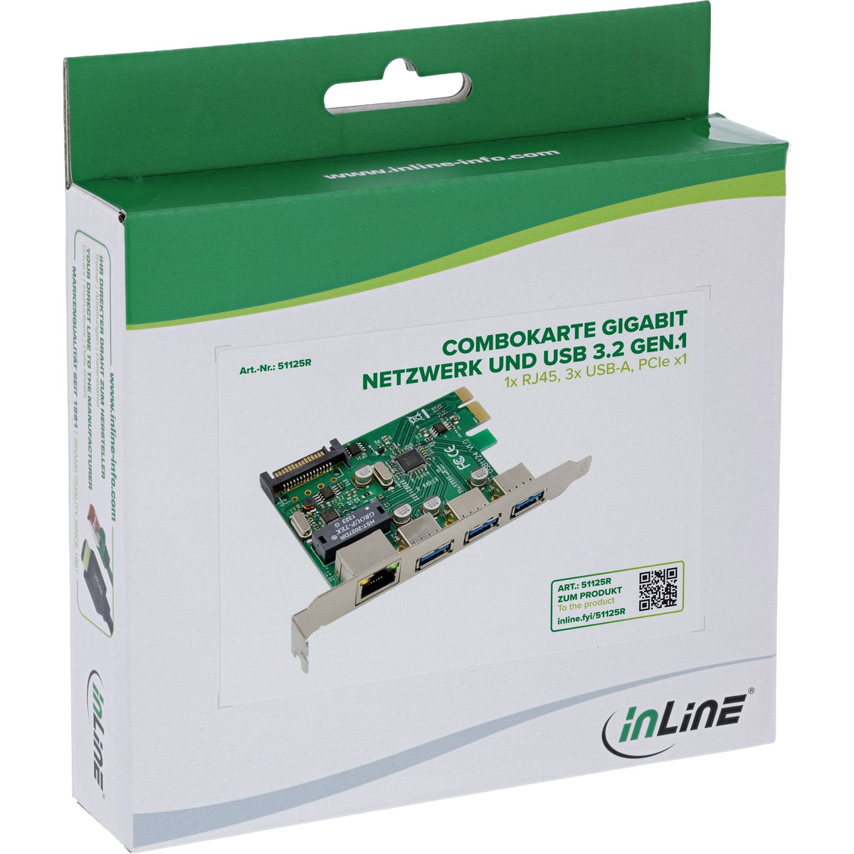 Inline Combokarte Gigabit Red Y Usb 3.2 Gen.1 - 1x Rj45 - 3x Usb-A