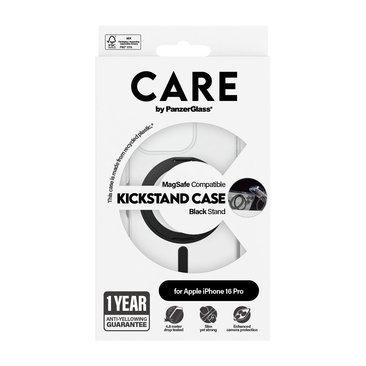 EAN 5715685003837 - PanzerGlass CARE™ by ® Case Transparent w. Black Kickstand & MagSafe iPhone 16 Pro funda para teléfono mó imagen 3