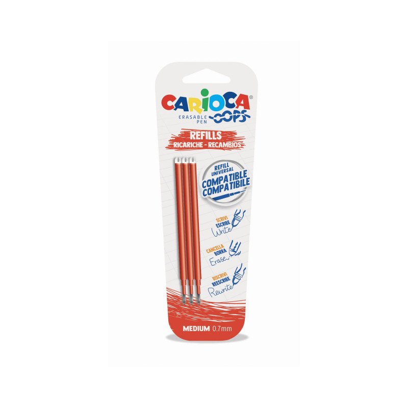 Carioca Recambio Bolígrafo Oops Borrable Rojo - Blister De 3