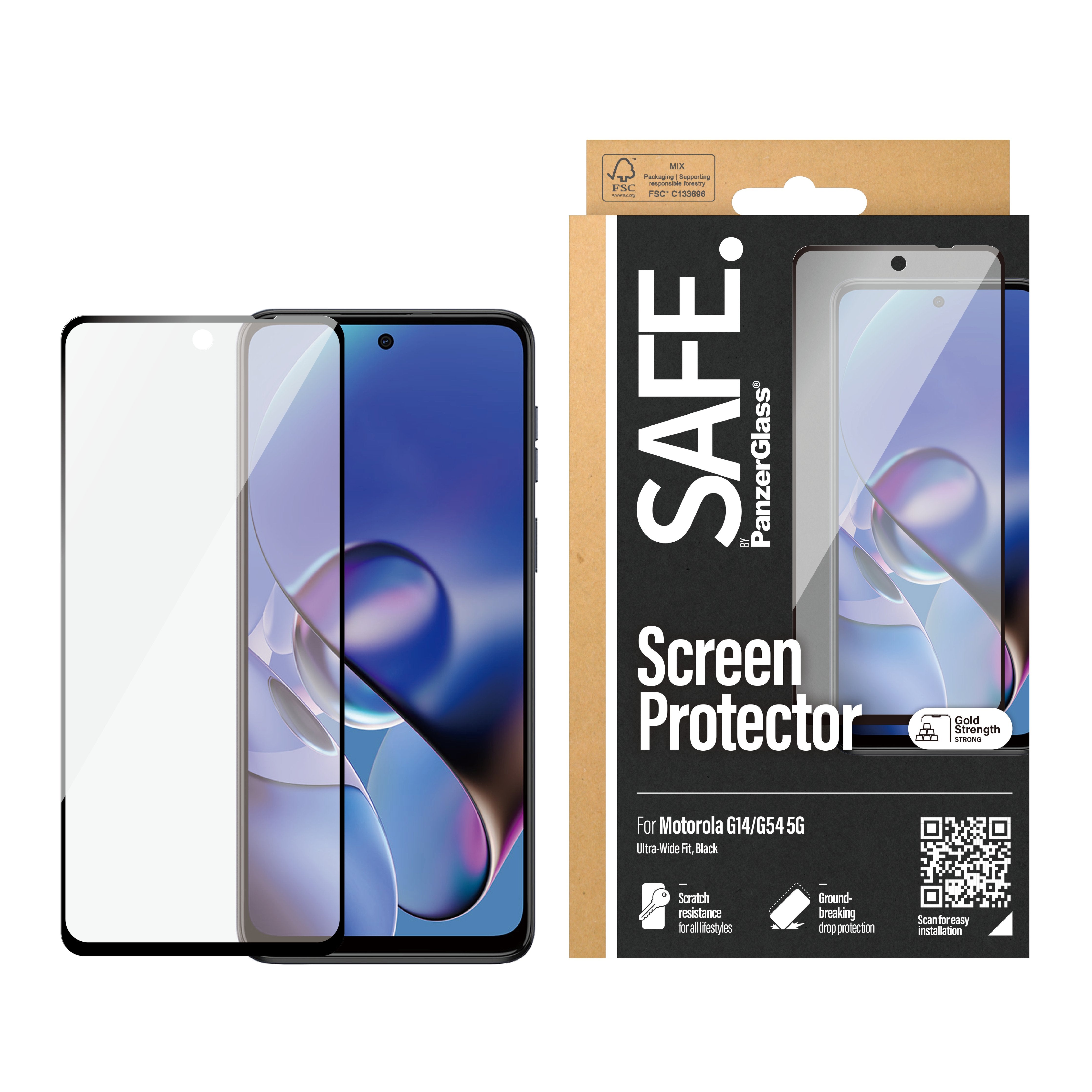 EAN 5711724956041 - PanzerGlass SAFE. by ® Screen Protector Motorola G14 4G | G54 5G | Ultra-Wide Fit Protector de pantalla 1 imagen 2