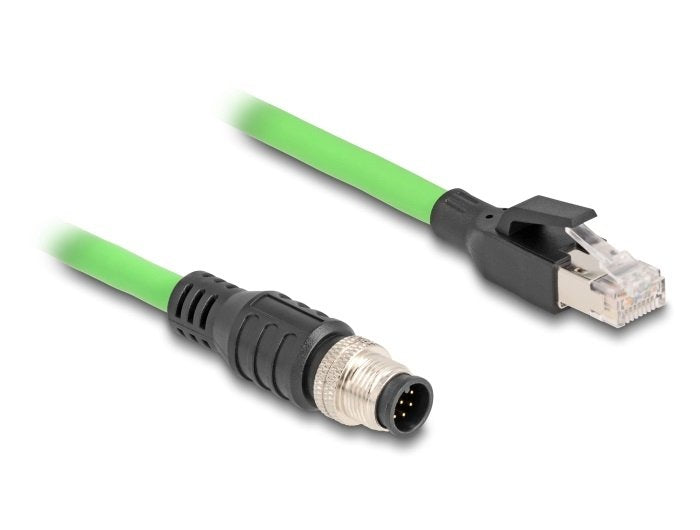 Delock 80421 Cable M12 Codificado A 8 Pin Macho A Rj45 Macho Pur (Tpu) 1 M