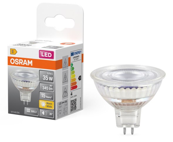 Osram Parathom Reflector Led 12v Mr16 35 Non-Dim 36° 3,4w 827 Gu5.3 Bulb