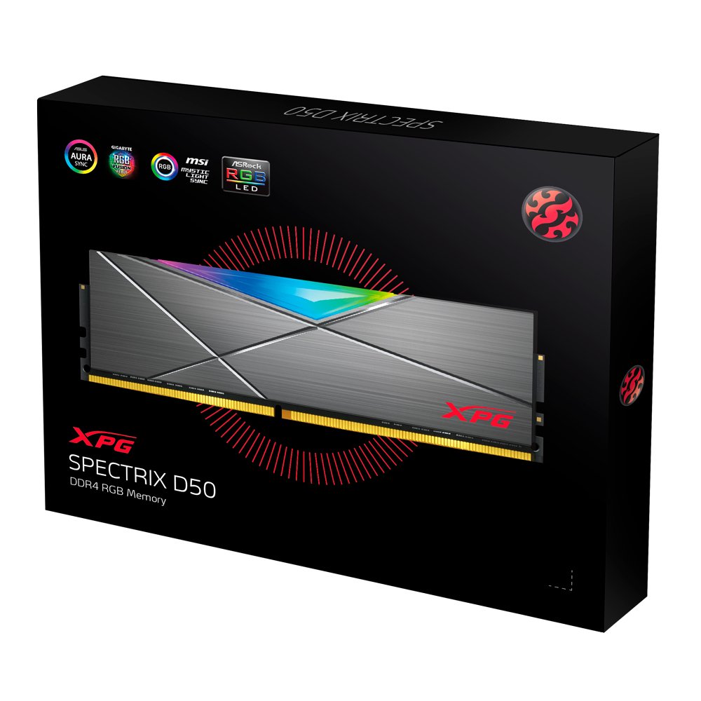 Memoria Adata Ddr4 3600 16gb C18 Xpg D50 Rgb K2 2x8gb, Tungsten Grey, Dual Color Box