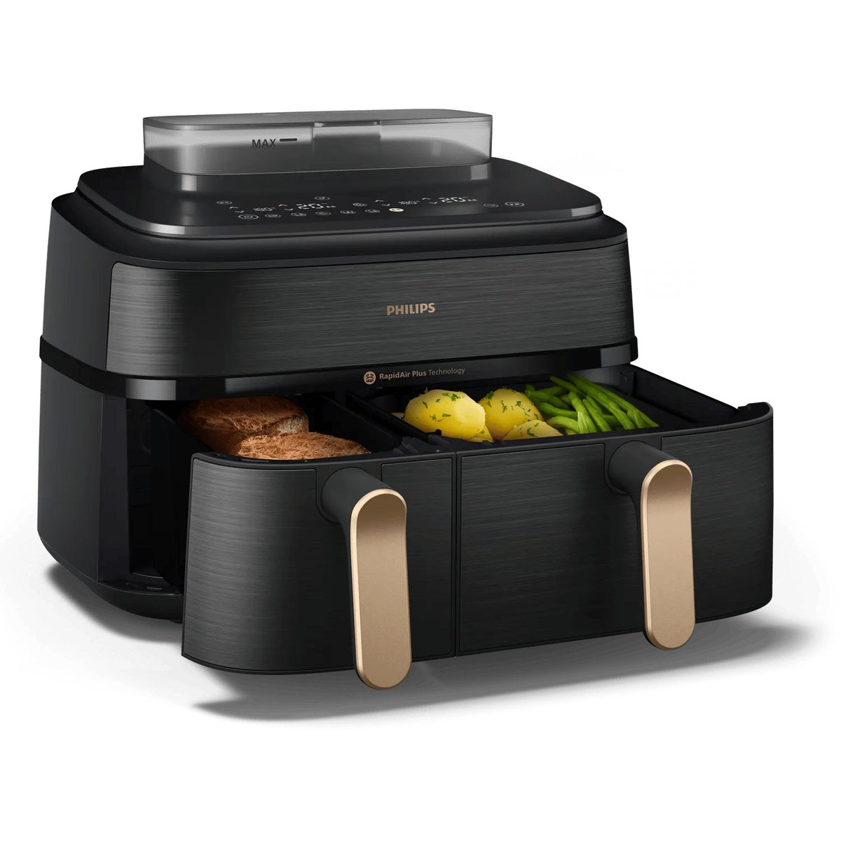 EAN 8720389049286 - Philips 5000 series NA552/00 freidora Doble 9 L Independiente 2750 W Freidora de aire caliente Negro, Oro imagen 7