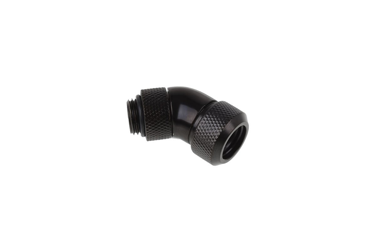 Alphacool Eiszapfen 13mm Hardtube Boquilla Atornillable 45 ° Giratoria, Conexión Negra, G1 / 4 Para Tubos