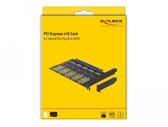 Tarjeta Delock Pcie X16> 5x M.2 Clave B 90435