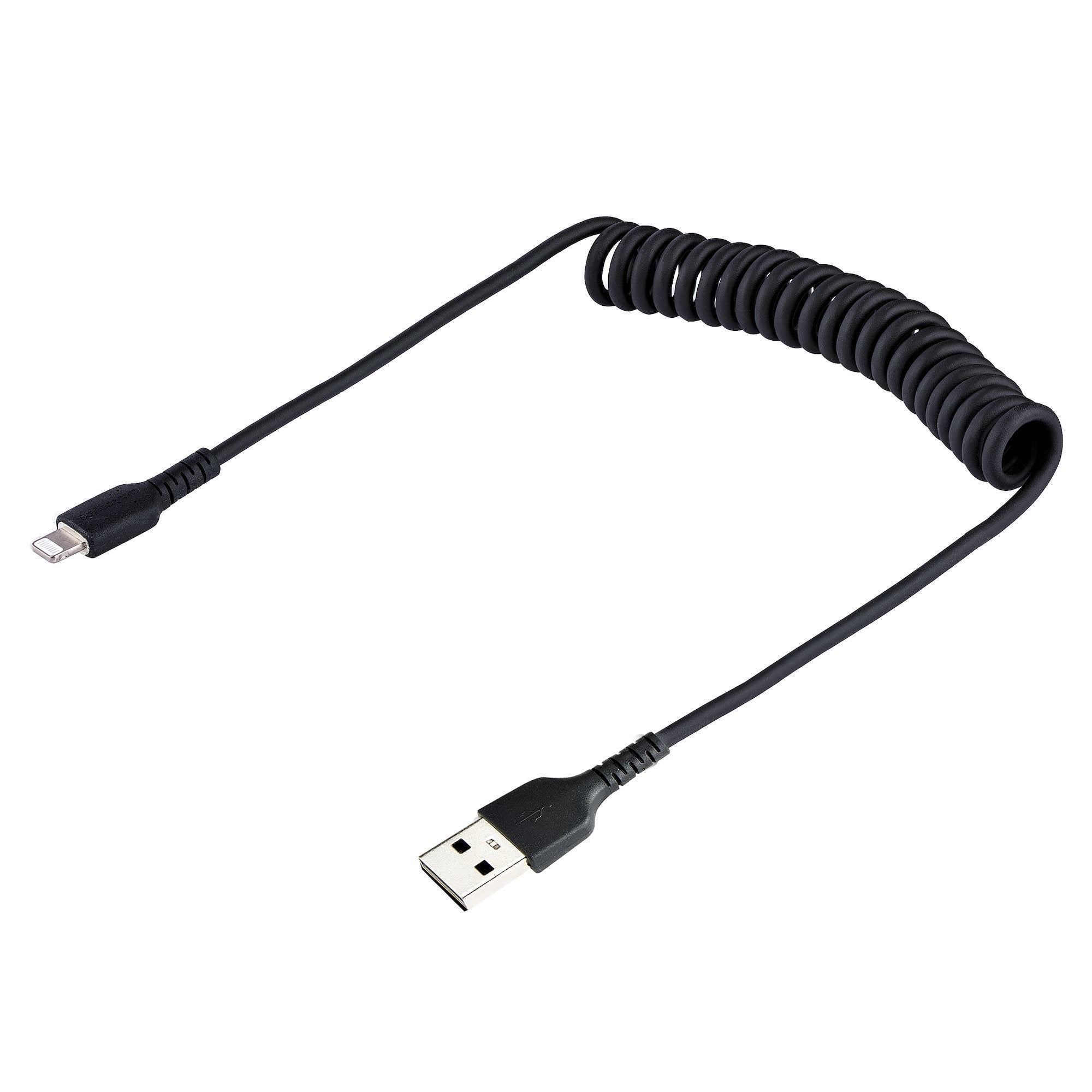 Usb To Lightning Cable - 50cm  Cabl (20in) Coiled Cable Black
